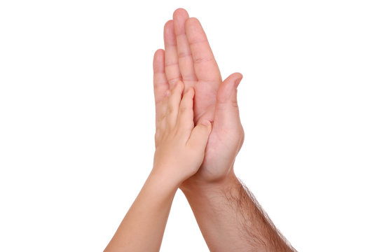 Hand shake of the child and father