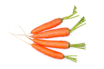 The carrots on a white