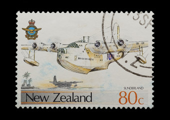 New Zealand stamp featuring the classic Sunderland flying boat