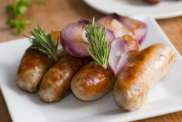 Grilled sausages on a plate