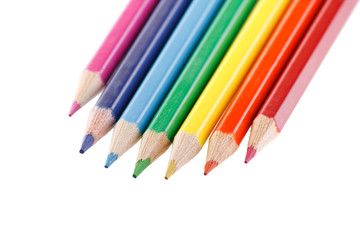 Color pencils on white background.