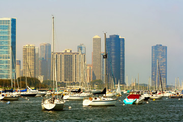 Naklejka premium View on Chicago city