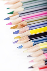Color pencils on white background.