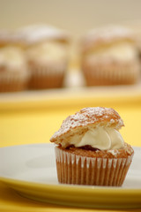 fresh home made cake on a white plate