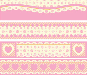 Vector Borders With Victorian Eyelet Hearts and Stripes