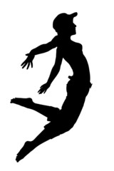 Vector silhouette of young dancing woman