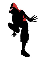 Vector silhouette of young dancing woman