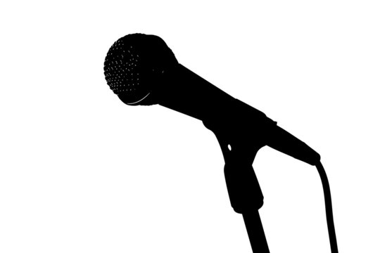 Vector silhouette of microphone on stand