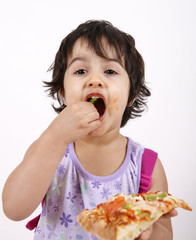 girl eating pizza slice