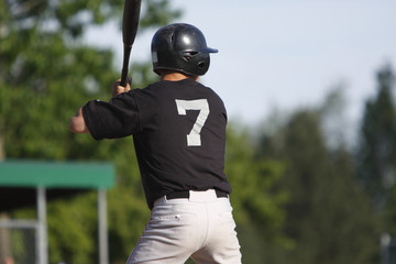 A batter about to hit a pitch during a baseball game