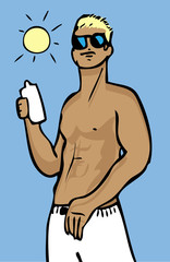 Vector man summer vacation background, poster, Travel, nature, M