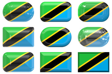 nine glass buttons of the Flag of Tanzania