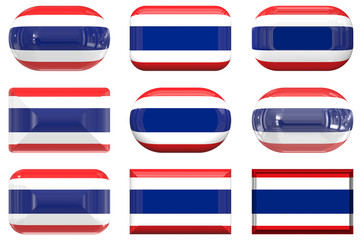 nine glass buttons of the Flag of Thailand