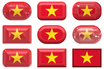nine glass buttons of the Flag of Vietnam