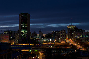 Cityscape of Richmond, Virginia at night taken at Church Hill.