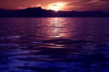 Beautiful seascape ocean sunset reflexion