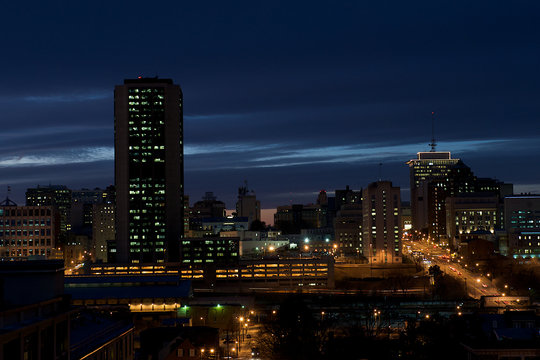 Cityscape Of Richmond, Virginia At Night Taken At Church Hill.