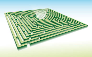 green maze in perspective with target [CMYK]