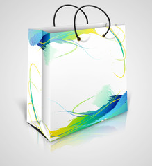 shopping bag with  design isolated on white