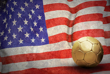 Grunge flag of USA and ball