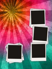 blank photos on colorful vintage background
