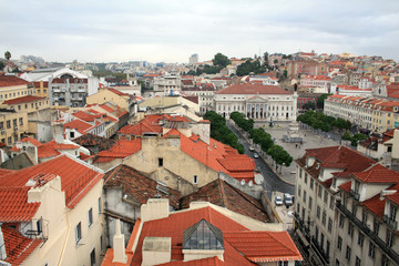 Fototapeta na wymiar Vista desde el ascensor de Santa Justa,Lisboa,Portugal