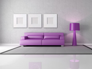 purple and gray living room