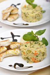 Hähnchenfleisch mit Hirsesalat