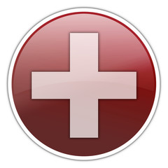 Round Sticker with Medical Cross