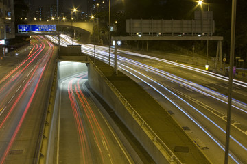 Fototapeta na wymiar Highway with many car at night