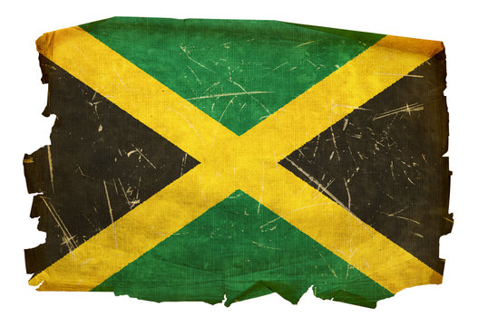 Jamaica Flag Old, Isolated On White Background.