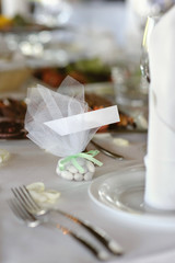Empty place card on the festive table