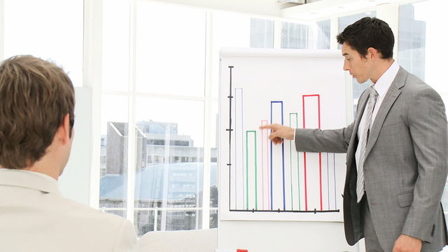 Confident businessman giving a presentation to his colleague