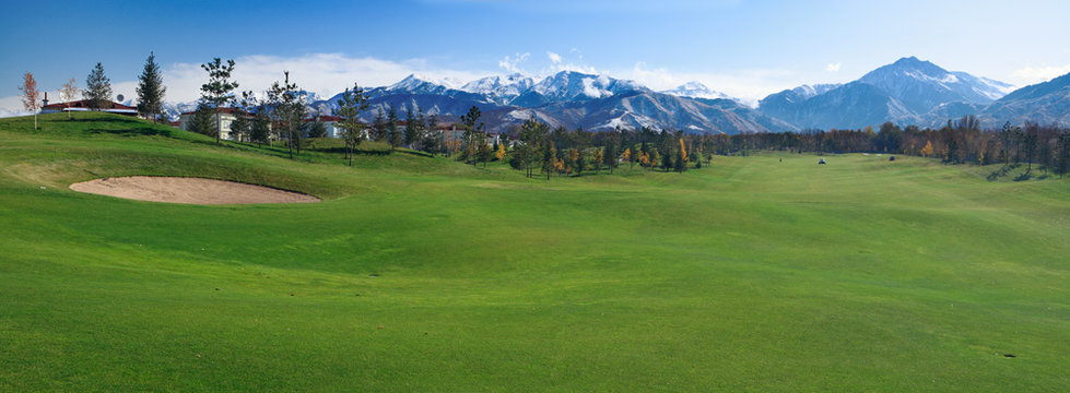 Golf course panoramic scene