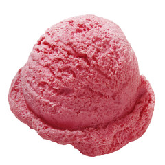 Sour cherry or cranberry ice cream scoop isolated on white background