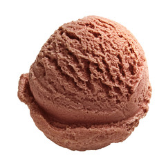 Chocolate ice cream scoop isolated on white background