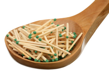Matches in a wooden spoon
