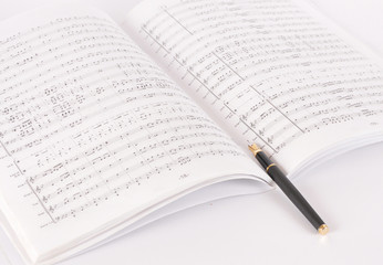 Pen on a musical notebook