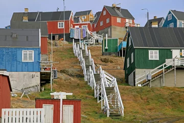 Gordijnen Typische bereikbaarheid in Groenlandse steden. © Erik Ensted