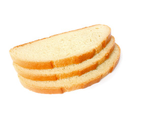 Bread slices on a white background.