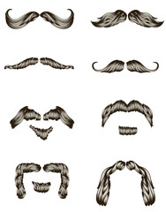 Set of hand drawn mustaches