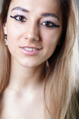 Fototapeta premium Portrait of the sad model with beautiful hair