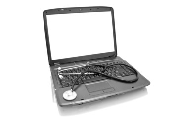 laptop with stethoscope