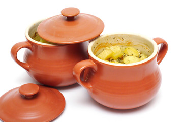 stewed potatoes at the pot