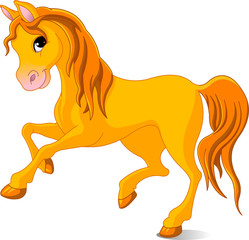 Vektor-Illustration des schönen goldenen Pferdes überspringen