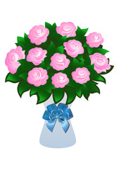 Illustration of beautiful pink roses with bow