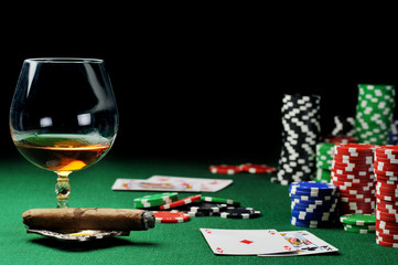 drink and playing cards