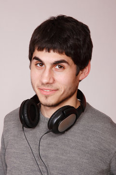 Young man listening music
