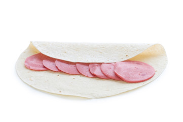 Arranged cuts of beef sausage