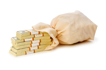 Sacks of money isolated on the white